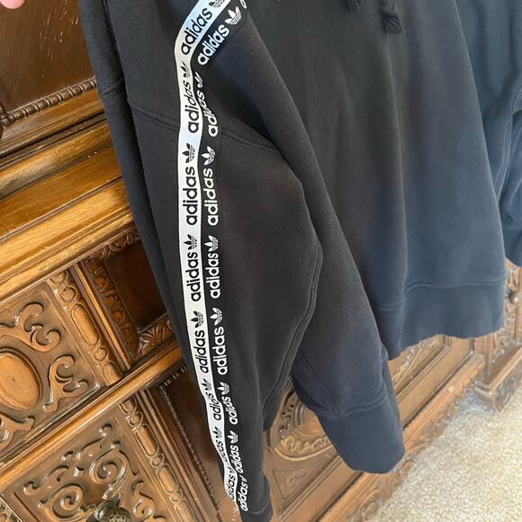 Adidas Originals R.Y.V. Women's Hoodie Black Trefoil Logo Tape Drop Shoulder - Picture 4 of 9